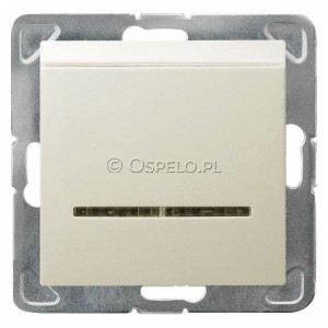 ŁP-15YS/m/27 Łącznik hotelowy z podświetleniem w kolorze Pomarańczowym 10A (Szybkozłącza) Ecru Ospel Impresja - Widok z przodu