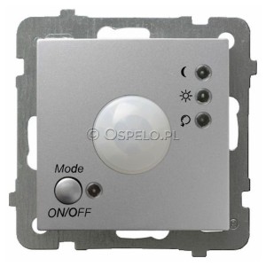 ŁP-16G/m/18 Łącznik z czujnikiem ruchu 10A (Zaciski śrubowe) Srebro Ospel As - Widok z przodu