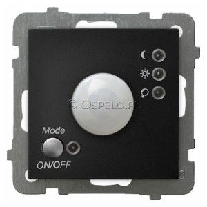 ŁP-16G/m/33 Łącznik z czujnikiem ruchu 10A (Zaciski śrubowe) Czarny Metalik Ospel As - Widok z przodu