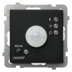 ŁP-16R/m/33 Łącznik z czujnikiem ruchu 10A (Zaciski śrubowe) Czarny Metalik Ospel Sonata - Widok z przodu