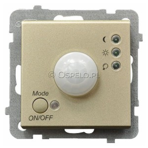 ŁP-16R/m/39 Łącznik z czujnikiem ruchu 10A (Zaciski śrubowe) Szampański Złoty Ospel Sonata - Widok z przodu