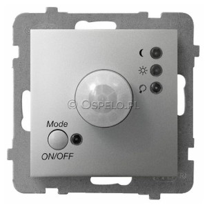 ŁP-16U/m/18 Łącznik z czujnikiem ruchu 10A (Zaciski śrubowe) Srebro Ospel Aria - Widok z przodu