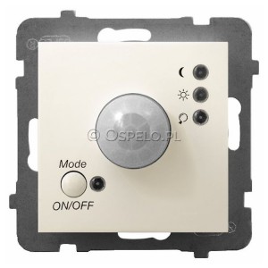 ŁP-16U/m/27 Łącznik z czujnikiem ruchu 10A (Zaciski śrubowe) Ecru Ospel Aria - Widok z przodu