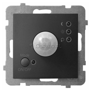 ŁP-16U/m/33 Łącznik z czujnikiem ruchu 10A (Zaciski śrubowe) Czarny Metalik Ospel Aria - Widok z przodu