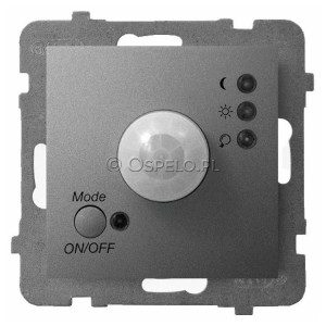 ŁP-16U/m/70 Łącznik z czujnikiem ruchu 10A (Zaciski śrubowe) Szary Mat. Ospel Aria - Widok z przodu