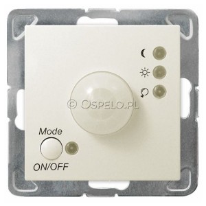 ŁP-16Y/m/27 Łącznik z czujnikiem ruchu 10A (Zaciski śrubowe) Ecru Ospel Impresja - Widok z przodu