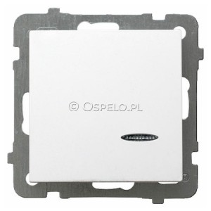 ŁP-1GS/m/00 Łącznik pojedynczy z podświetleniem w kolorze Pomarańczowym 10A (Zaciski śrubowe) Biały Ospel As - Widok z przodu