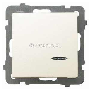 ŁP-1GS/m/27 Łącznik pojedynczy z podświetleniem w kolorze Pomarańczowym 10A (Zaciski śrubowe) Ecru Ospel As - Widok z przodu