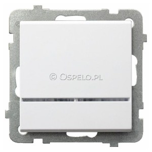 ŁP-1RS/m/00 Łącznik pojedynczy z podświetleniem w kolorze Pomarańczowym 16A (Szybkozłącza) Biały Ospel Sonata - Widok z przodu