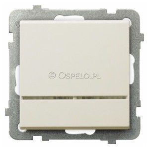 ŁP-1RS/m/27 Łącznik pojedynczy z podświetleniem w kolorze Pomarańczowym 16A (Szybkozłącza) Ecru Ospel Sonata - Widok z przodu