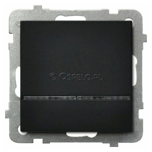 ŁP-1RS/m/33 Łącznik pojedynczy z podświetleniem w kolorze Niebieskim 16A (Szybkozłącza) Czarny Metalik Ospel Sonata - Widok z przodu