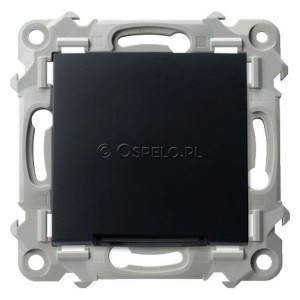 ŁP-1ZS/m/33 Łącznik pojedynczy z podświetleniem w kolorze Niebieskim 10A (Szybkozłącza) Czarny Metalik Ospel Szafir - Widok z przodu