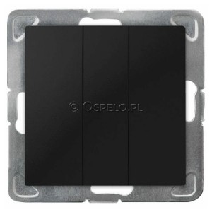 ŁP-24Y/m/33 Przycisk zwierny potrójny 10A (Szybkozłącza) Czarny Metalik Ospel Impresja - Widok z przodu