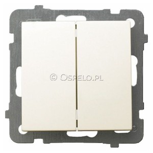 ŁP-2G/m/27 Łącznik podwójny 10A (Zaciski śrubowe) Ecru Ospel As - Widok z przodu