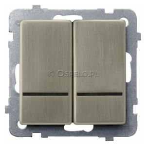 ŁP-2RMS/m/44 Łącznik podwójny z podświetleniem Nowe Srebro Ospel Sonata Nowe Srebro - Widok z przodu