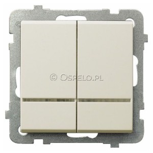 ŁP-2RS/m/27 Łącznik podwójny z podświetleniem w kolorze Pomarańczowym 16A (Szybkozłącza) Ecru Ospel Sonata - Widok z przodu