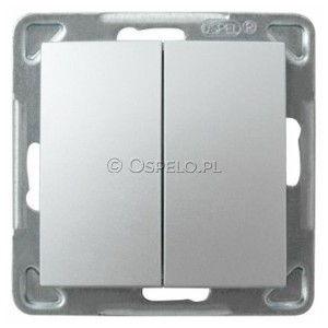 ŁP-2Y/m/18 Łącznik podwójny 16A (Szybkozłącza) Srebro Ospel Impresja - Widok z przodu