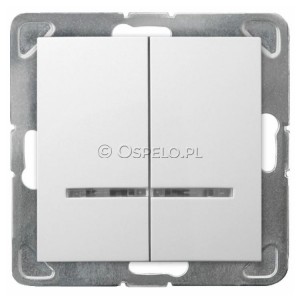 ŁP-2YS/m/00 Łącznik podwójny z podświetleniem w kolorze Pomarańczowym 16A (Szybkozłącza) Biały Ospel Impresja - Widok z przodu