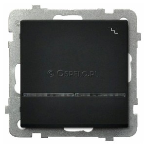 ŁP-3RS/m/33 Łącznik schodowy z podświetleniem w kolorze Niebieskim 16A (Szybkozłącza) Czarny Metalik Ospel Sonata - Widok z przodu
