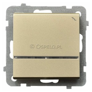 ŁP-3RS/m/39 Łącznik schodowy z podświetleniem w kolorze Niebieskim 16A (Szybkozłącza) Szampański Złoty Ospel Sonata - Widok z przodu