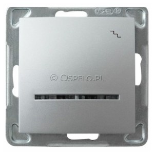 ŁP-3YS/m/18 Łącznik schodowy z podświetleniem w kolorze Niebieskim 16A (Szybkozłącza) Srebro Ospel Impresja - Widok z przodu