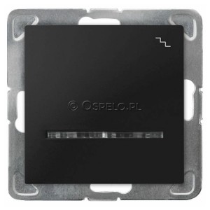 ŁP-3YS/m/33 Łącznik schodowy z podświetleniem w kolorze Niebieskim 16A (Szybkozłącza) Czarny Metalik Ospel Impresja - Widok z przodu