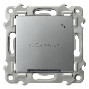 ŁP-3ZS/m/18 Łącznik schodowy z podświetleniem w kolorze Niebieskim 10A (Szybkozłącza) Srebro Ospel Szafir - Widok z przodu