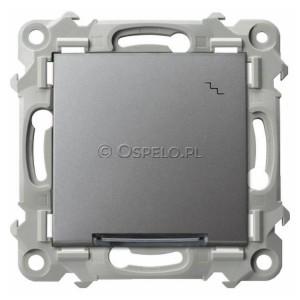 ŁP-3ZS/m/70 Łącznik schodowy z podświetleniem w kolorze Niebieskim 10A (Szybkozłącza) Szary Mat. Ospel Szafir - Widok z przodu