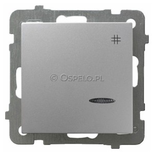 ŁP-4GS/m/18 Łącznik krzyżowy z podświetleniem w kolorze Niebieskim 10A (Zaciski śrubowe) Srebro Ospel As - Widok z przodu