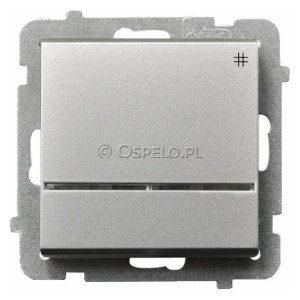 ŁP-4RS/m/38 Łącznik krzyżowy z podświetleniem w kolorze Niebieskim 16A (Szybkozłącza) Srebro Mat Ospel Sonata - Widok z przodu