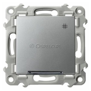 ŁP-4ZS/m/18 Łącznik krzyżowy z podświetleniem w kolorze Niebieskim 10A (Szybkozłącza) Srebro Ospel Szafir - Widok z przodu