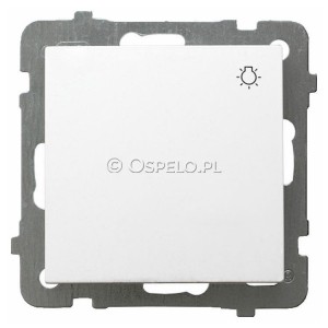 ŁP-5G/m/00 Przycisk zwierny z symbolem światła 10A (Zaciski śrubowe) Biały Ospel As - Widok z przodu