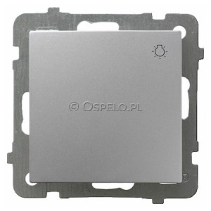 ŁP-5G/m/18 Przycisk zwierny z symbolem światła 10A (Zaciski śrubowe) Srebro Ospel As - Widok z przodu
