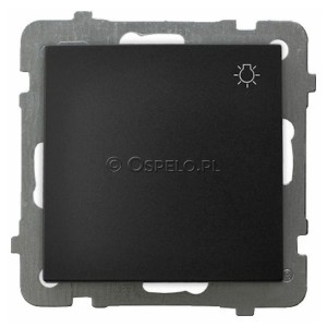 ŁP-5G/m/33 Przycisk zwierny z symbolem światła 10A (Zaciski śrubowe) Czarny Metalik Ospel As - Widok z przodu