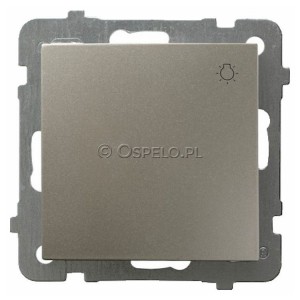 ŁP-5G/m/45 Przycisk zwierny z symbolem światła 10A (Zaciski śrubowe) Satyna Light Ospel As - Widok z przodu