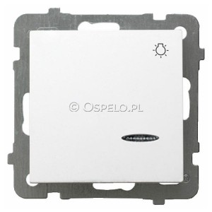 ŁP-5GS/m/00 Przycisk zwierny z symbolem światła z podświetleniem w kolorze Pomarańczowym 10A (Zaciski śrubowe) Biały Ospel As - Widok z przodu