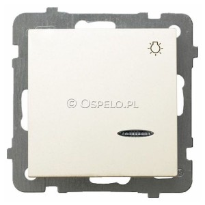 ŁP-5GS/m/27 Przycisk zwierny z symbolem światła z podświetleniem w kolorze Pomarańczowym 10A (Zaciski śrubowe) Ecru Ospel As - Widok z przodu