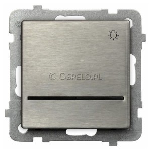 ŁP-5RMS/m/37 Przycisk zwierny z nadrukiem żarówki z podświetleniem Stal Inox Ospel Sonata Stal Inox - Widok z przodu