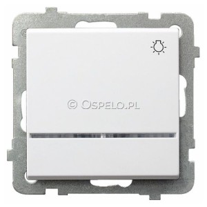 ŁP-5RS/m/00 Przycisk zwierny z symbolem światła z podświetleniem w kolorze Pomarańczowym 10A (Szybkozłącza) Biały Ospel Sonata - Widok z przodu