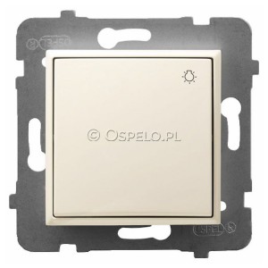 ŁP-5U/m/27 Przycisk zwierny z symbolem światła 10A (Szybkozłącza) Ecru Ospel Aria - Widok z przodu