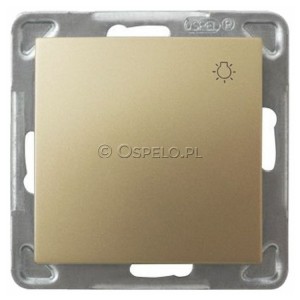 ŁP-5Y/m/28 Przycisk z symbolem światła 10A (Szybkozłącza) Złoty Metalik Ospel Impresja - Widok z przodu