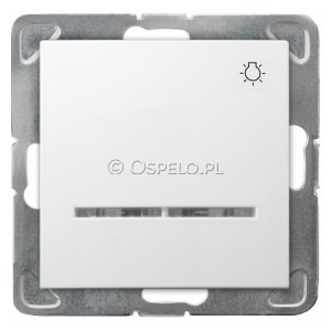 ŁP-5YS/m/00 Przycisk z symbolem światła i podświetleniem w kolorze Pomarańczowym 10A (Szybkozłącza) Biały Ospel Impresja - Widok z przodu