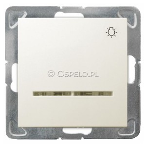 ŁP-5YS/m/27 Przycisk z symbolem światła i podświetleniem w kolorze Pomarańczowym 10A (Szybkozłącza) Ecru Ospel Impresja - Widok z przodu