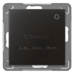 ŁP-5YS/m/50 Przycisk z symbolem światła i podświetleniem w kolorze Niebieskim 10A (Szybkozłącza) Antracyt Ospel Impresja - Widok z przodu