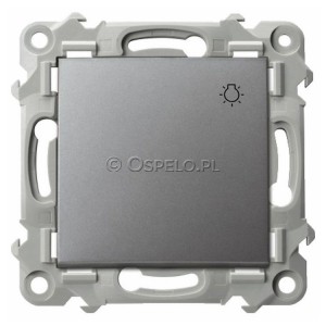 ŁP-5Z/m/70 Przycisk zwierny z symbolem światła 10A (Szybkozłącza) Szary Mat. Ospel Szafir - Widok z przodu