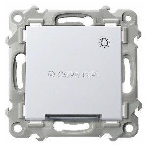 ŁP-5ZS/m/00 Przycisk zwierny z symbolem światła z podświetleniem w kolorze Białym 10A (Szybkozłącza) Biały Ospel Szafir - Widok z przodu