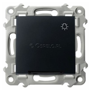 ŁP-5ZS/m/33 Przycisk zwierny z symbolem światła z podświetleniem w kolorze Niebieskim 10A (Szybkozłącza) Czarny Metalik Ospel Szafir - Widok z przodu