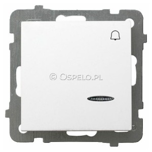 ŁP-6GS/m/00 Przycisk zwierny dzwonkowy z podświetleniem w kolorze Pomarańczowym 10A (Zaciski śrubowe) Biały Ospel As - Widok z przodu