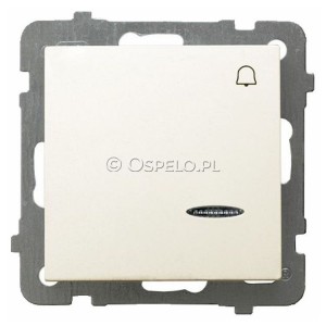 ŁP-6GS/m/27 Przycisk zwierny dzwonkowy z podświetleniem w kolorze Pomarańczowym 10A (Zaciski śrubowe) Ecru Ospel As - Widok z przodu