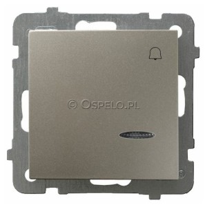 ŁP-6GS/m/45 Przycisk zwierny dzwonkowy z podświetleniem w kolorze Niebieskim 10A (Zaciski śrubowe) Satyna Light Ospel As - Widok z przodu